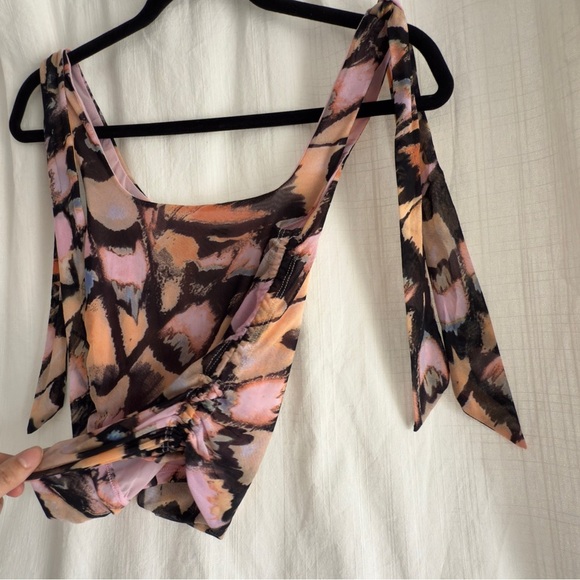 NWT Free People Printed Mesh Tie Strap Tank – Size S - Picture 4 of 7